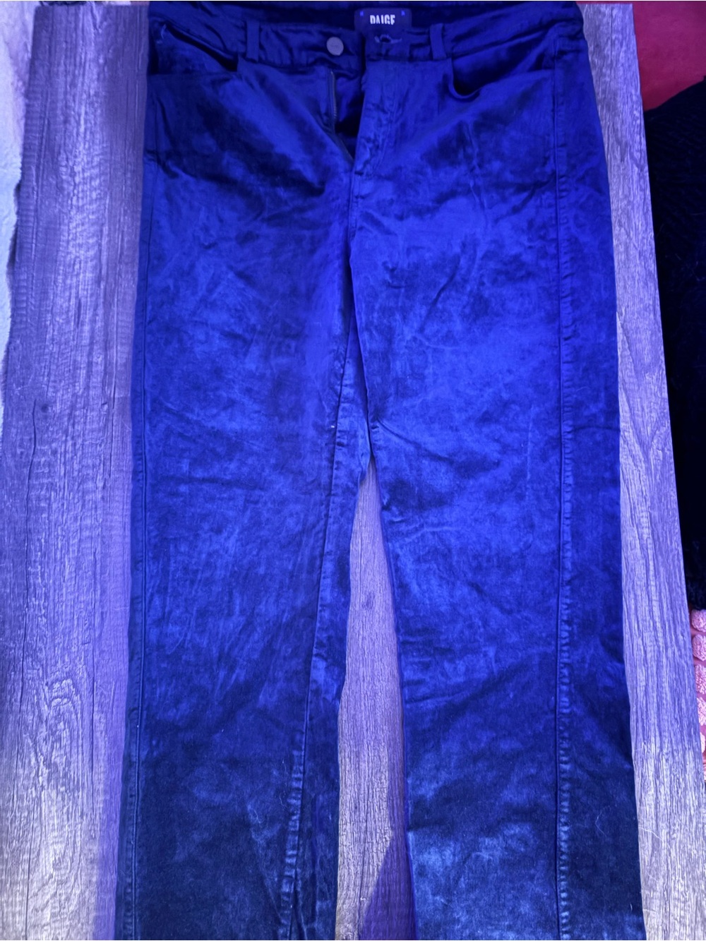 PAIGE Navy Velvet-Look Pants